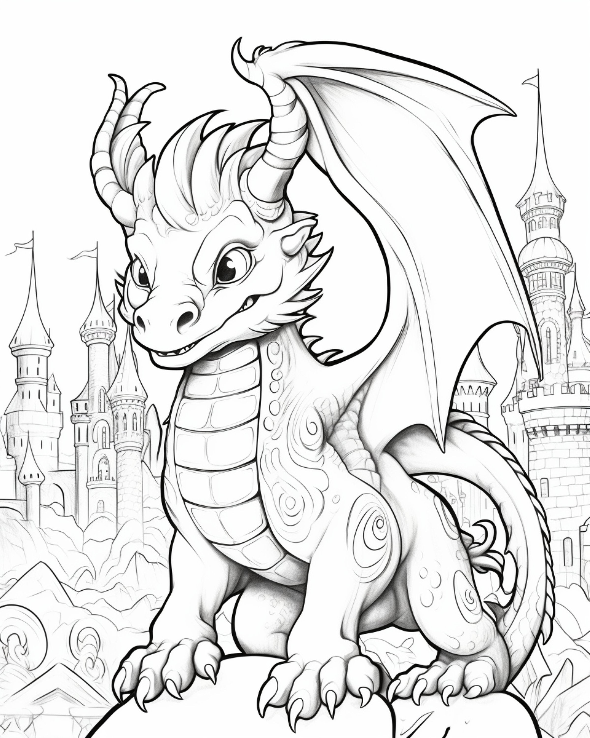 Dragon 5- Coloring Pages (5) - Etsy