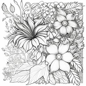 Floral 4 Coloring Pages 5 - Etsy