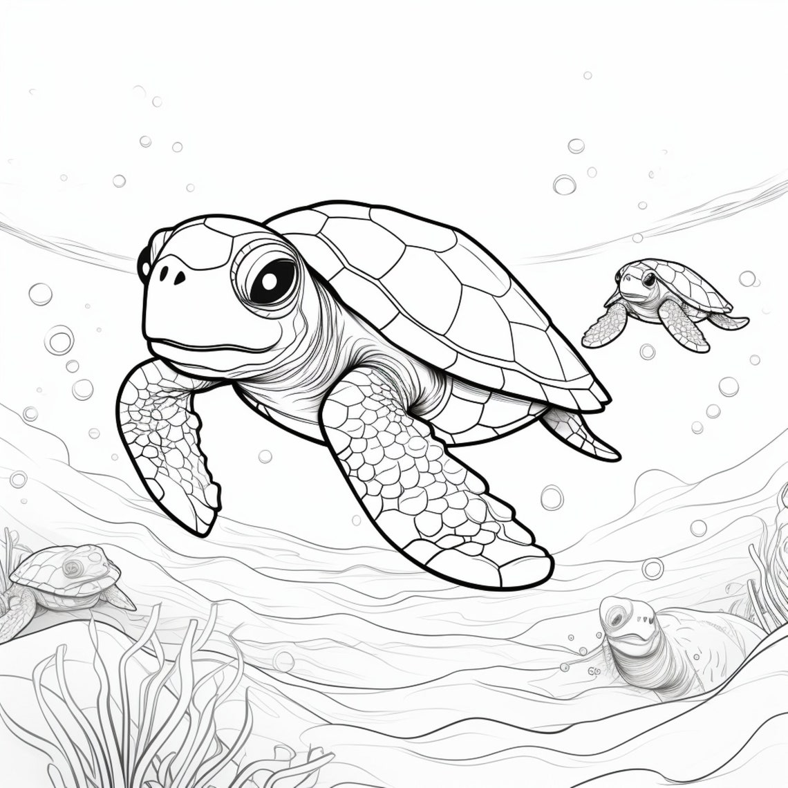 Ocean Creatures 1- Coloring Pages (5) - Etsy