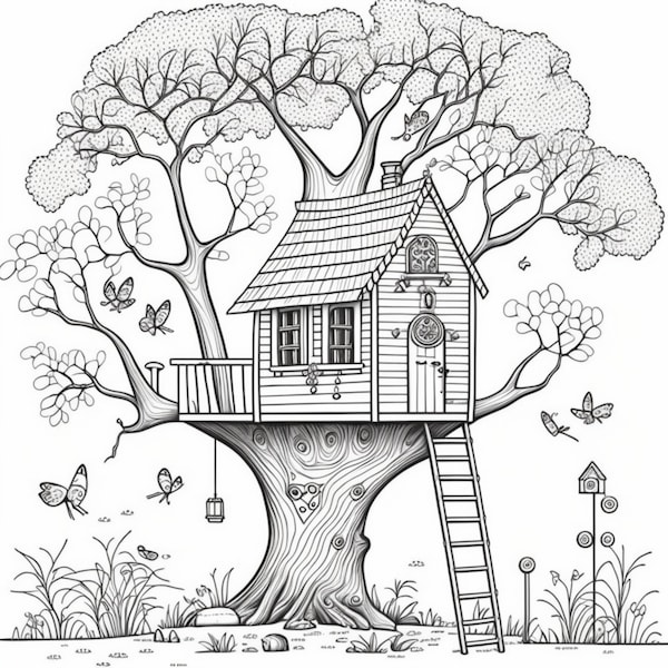 Cabane dans les arbres 4- Coloriages (5)