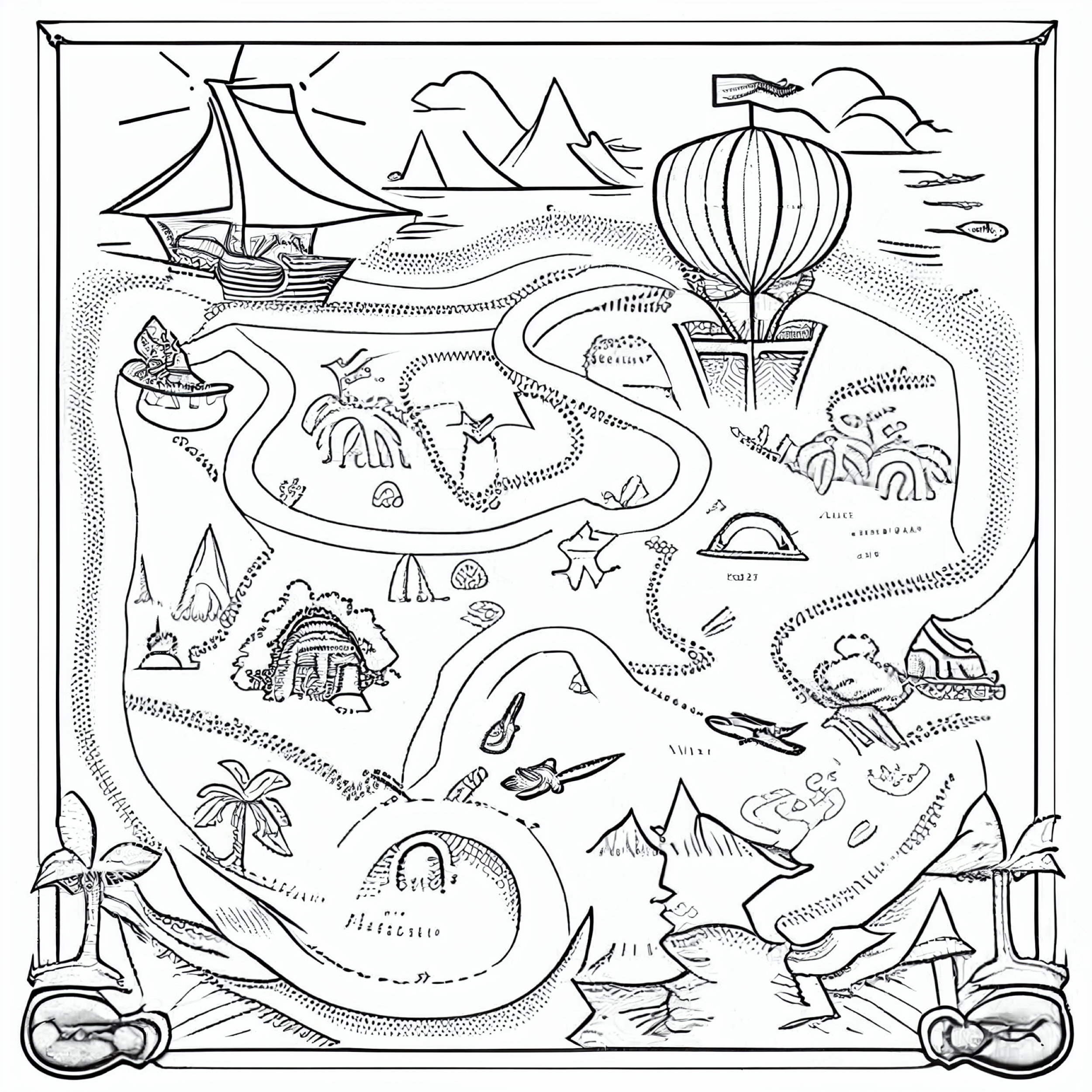 Treasure Map 2 Coloring Pages 5 - Etsy