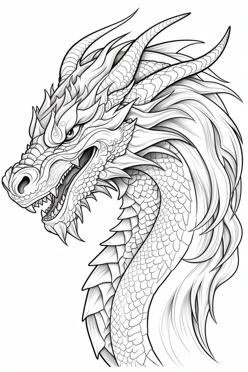 Dragon 13- Coloring Pages (5) - Etsy