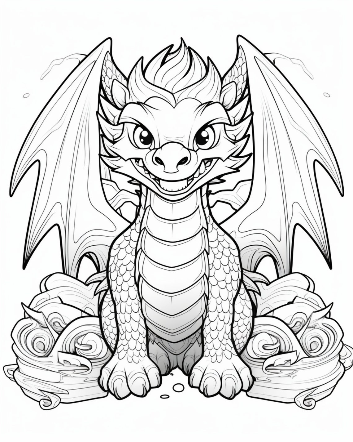 Dragon 4- Coloring Pages (5) - Etsy