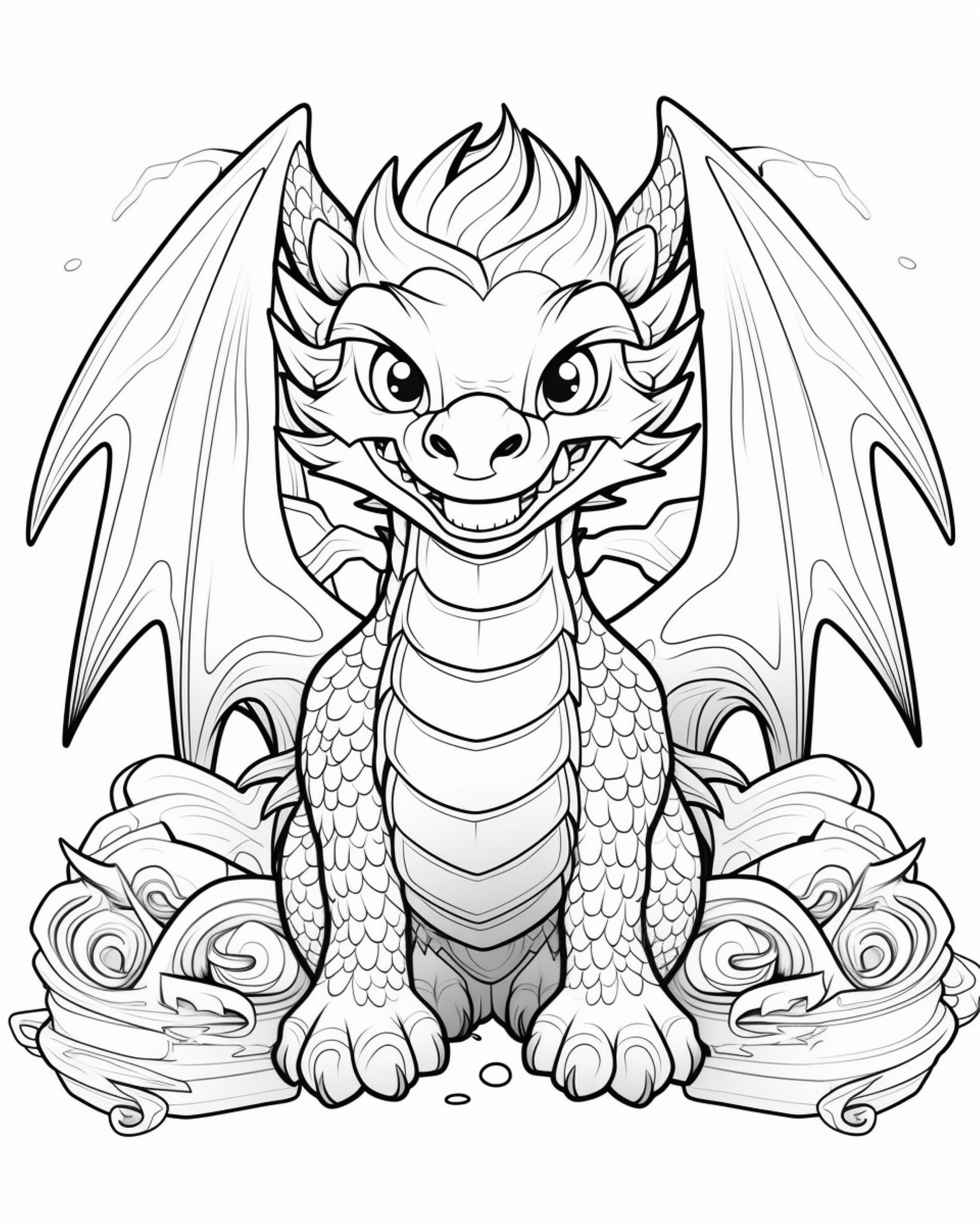 Dragon 4- Coloring Pages (5) - Etsy