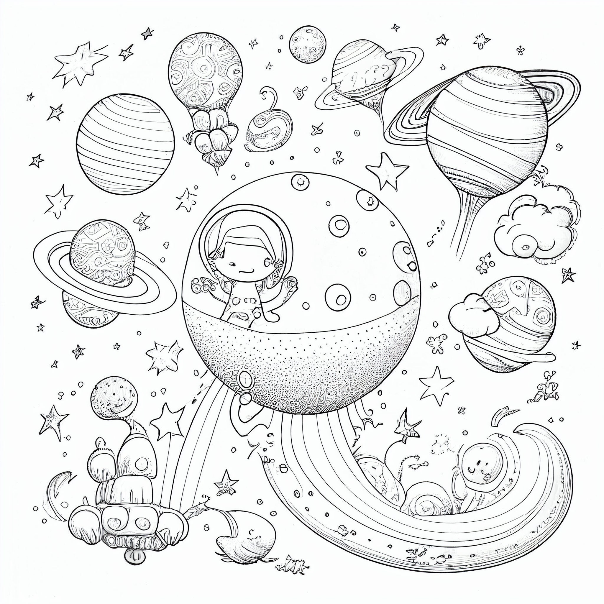Outer Space 2- Coloring Pages (5) - Etsy