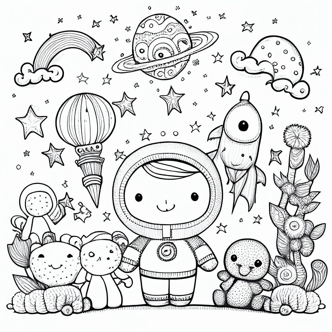 Outer Space 4- Coloring Pages (4) - Etsy