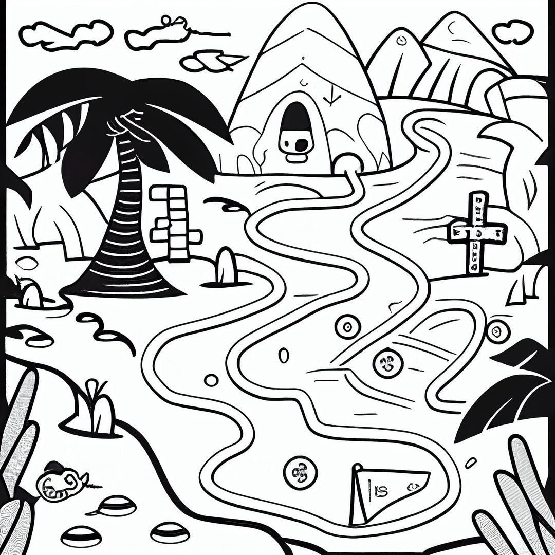 Treasure Map 1 Coloring Pages 5 - Etsy