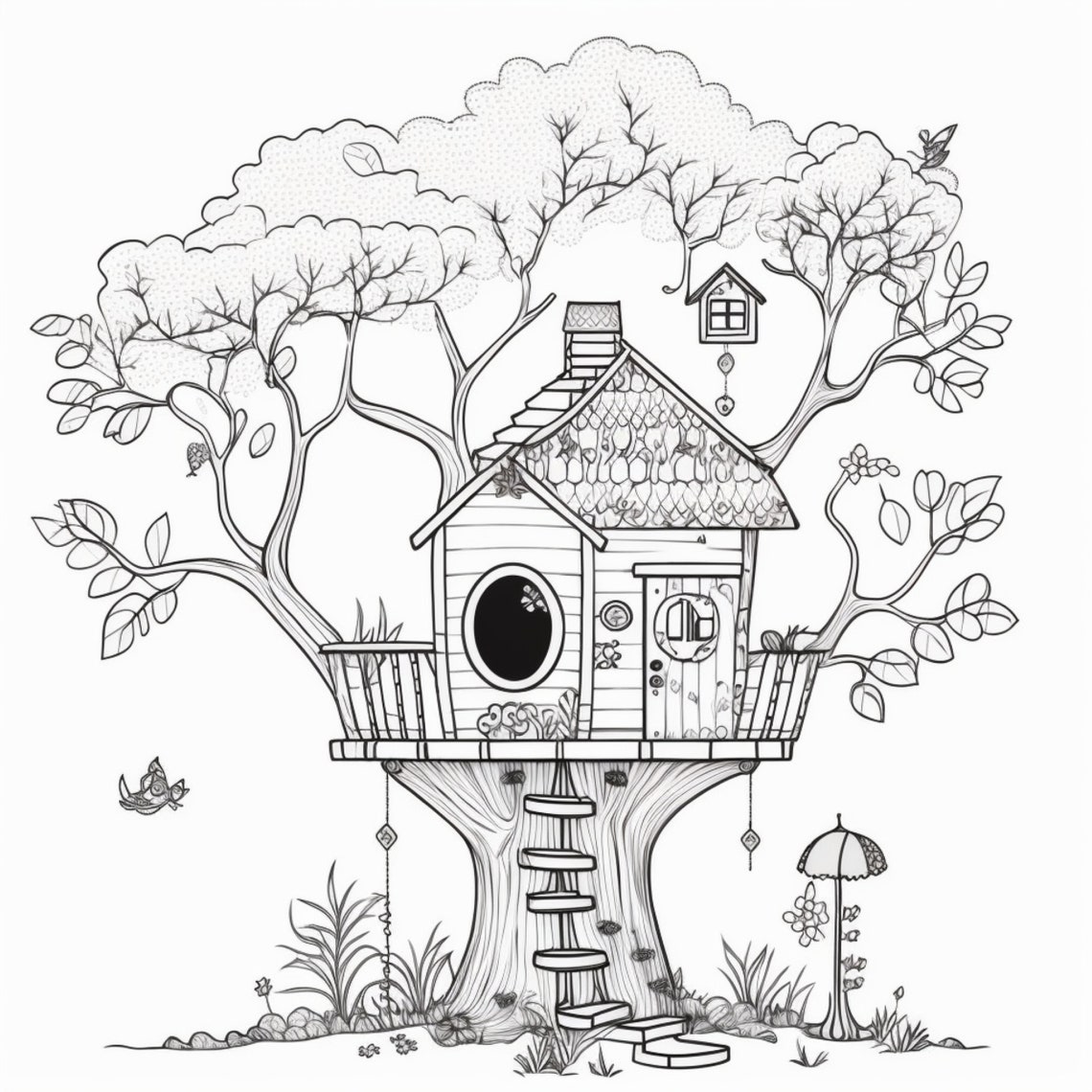 Treehouse 4 Coloring Pages 5 Etsy