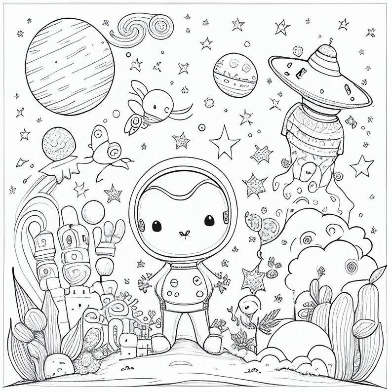 Outer Space 6 Coloring Pages 5 - Etsy
