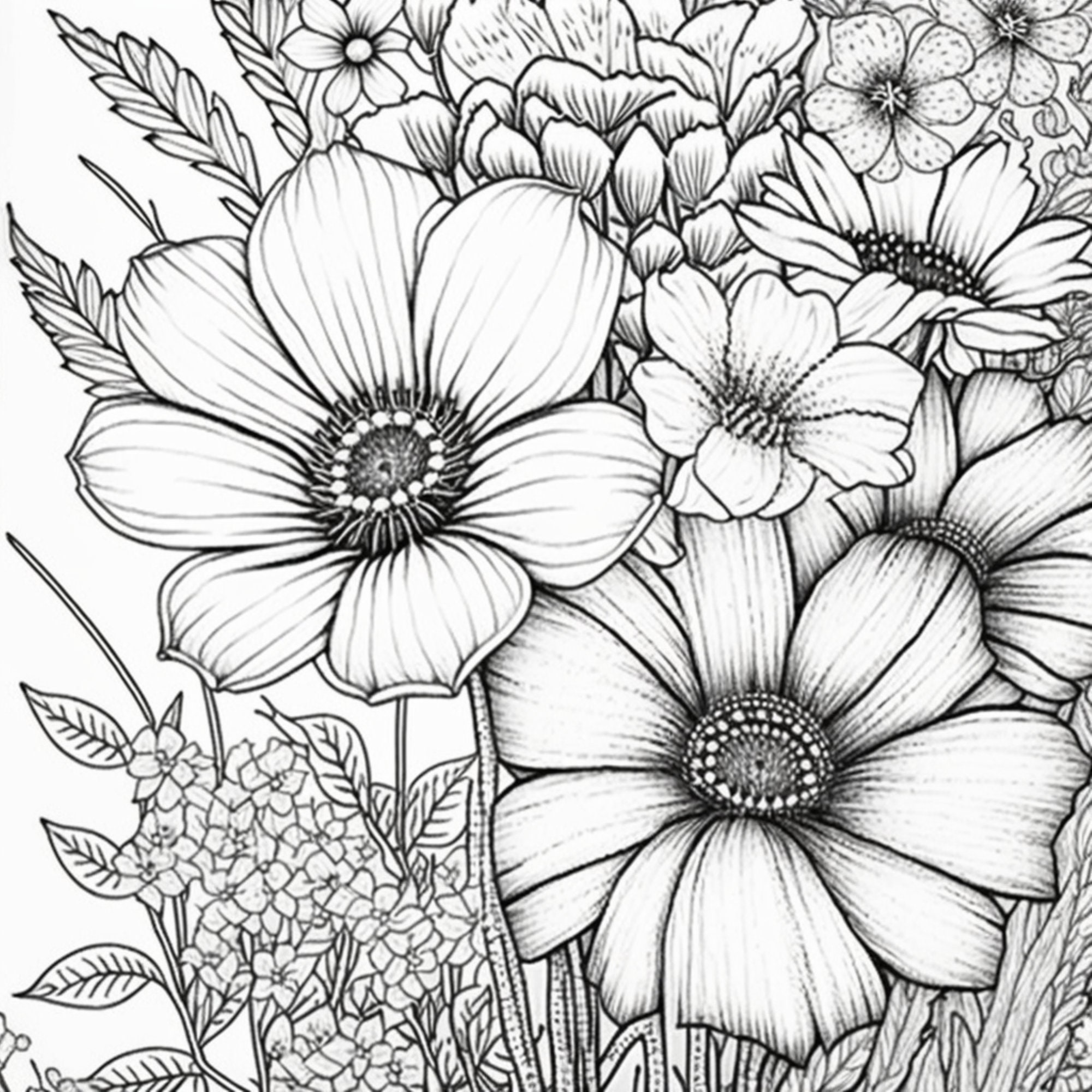 Floral 6 Coloring Pages 5 - Etsy