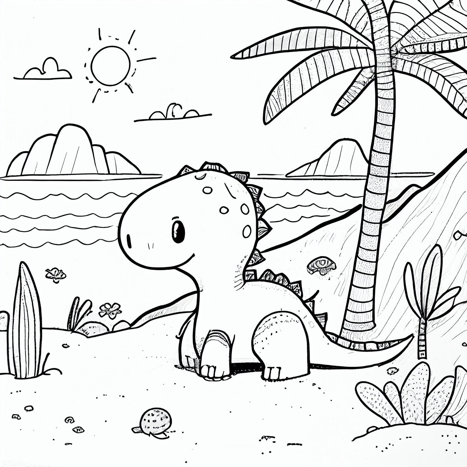Dinosaur 4- Coloring Pages (4) - Etsy