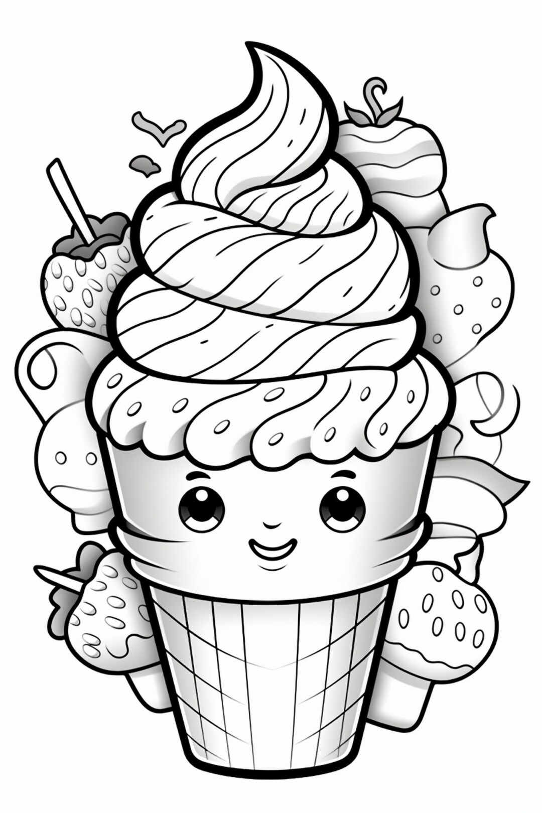 Ice Cream 1- Coloring Pages (5) - Etsy