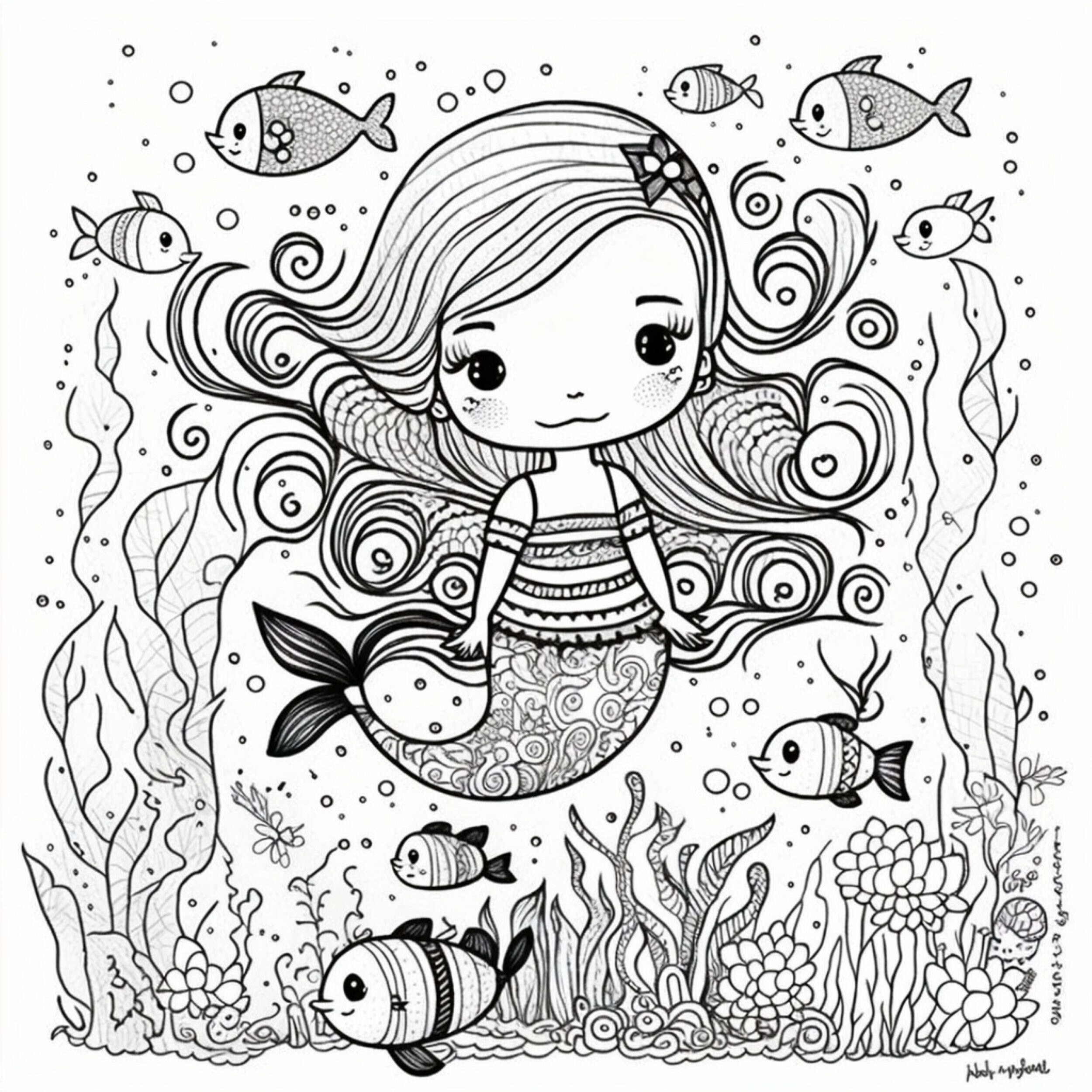Mermaid 3 Coloring Pages 5 - Etsy