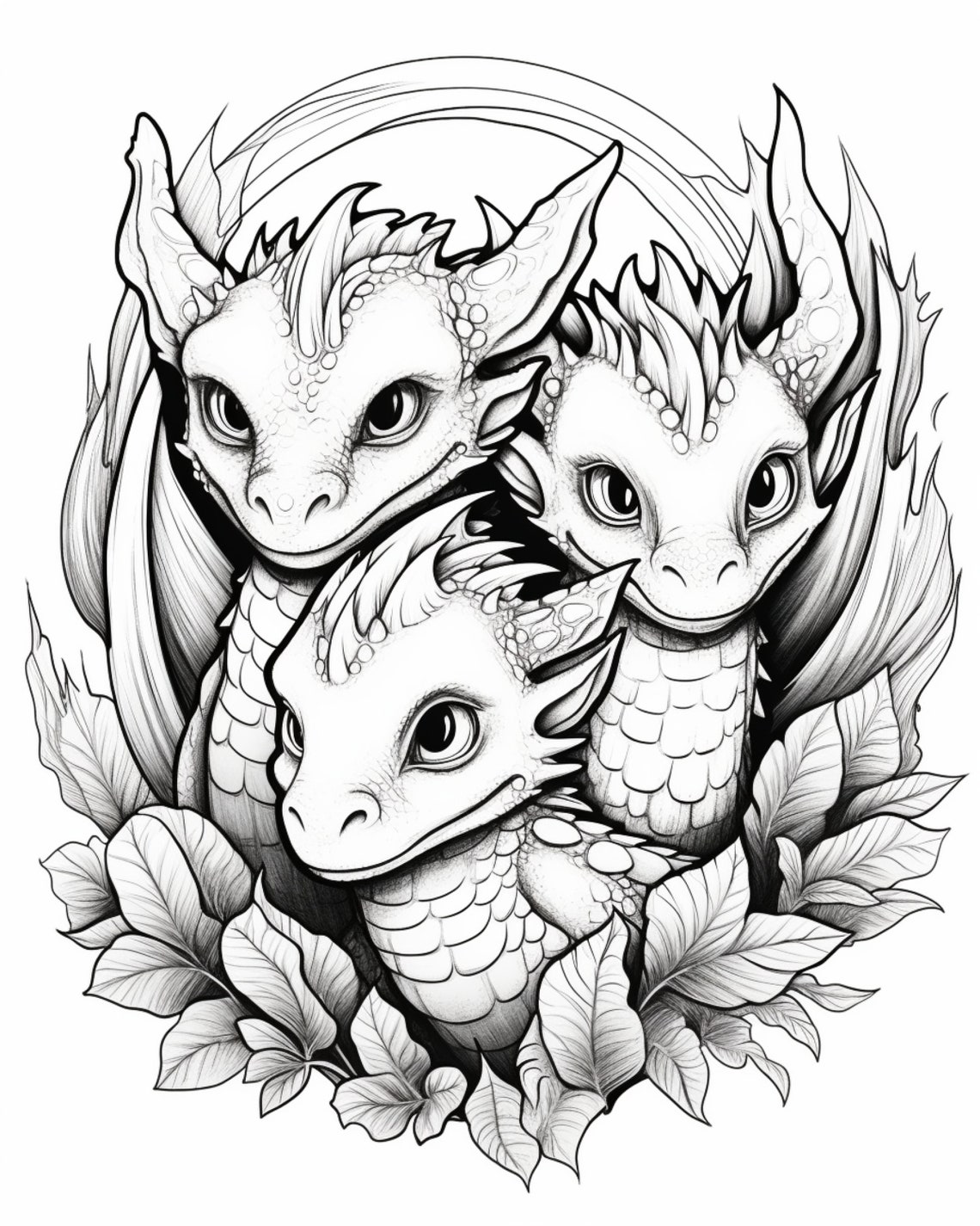 Dragon 7- Coloring Pages (5) - Etsy