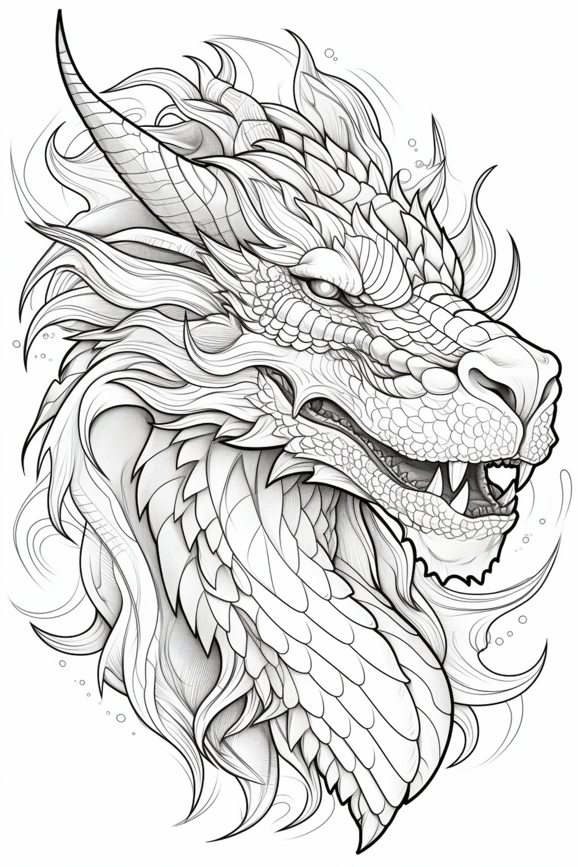 Dragon 13- Coloring Pages (5) - Etsy