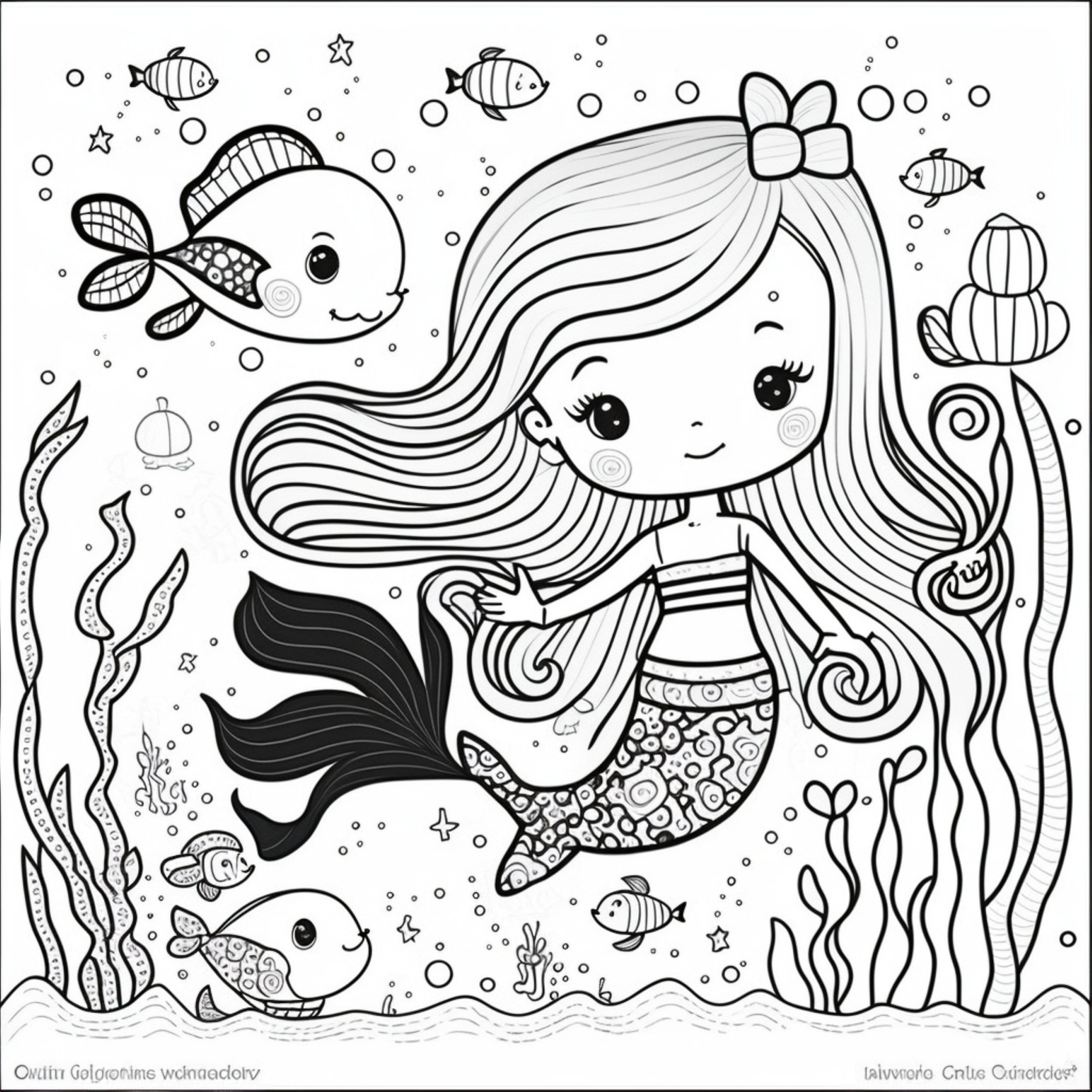 Mermaid 4 Coloring Pages 5 - Etsy