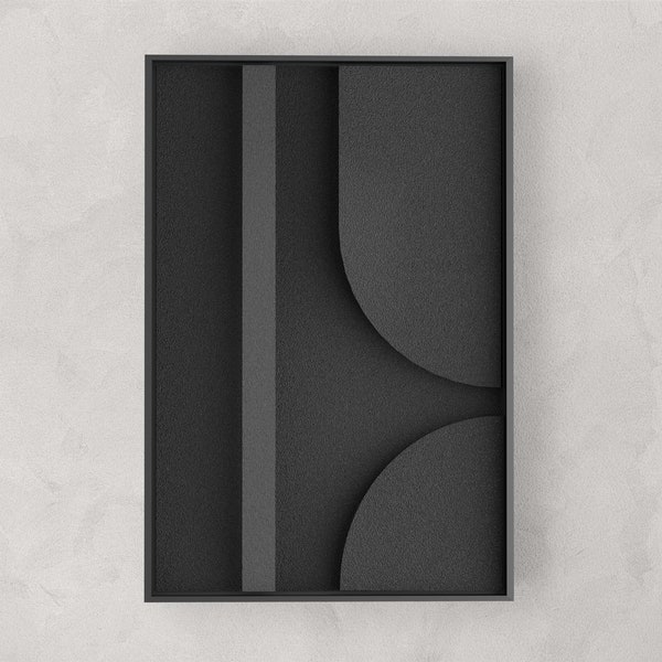 3D Art with Relief Black - Zoë 40x60cm