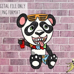 Party Panda Sublimation Design Downloads PNG File Graphic Design