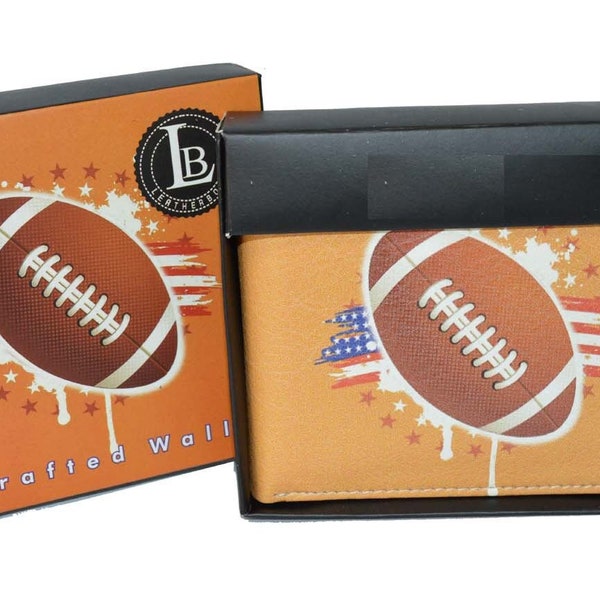 Men Boys Vegan Bifold Sports Wallet with designer gift box - Vegan Leather - Handmade New