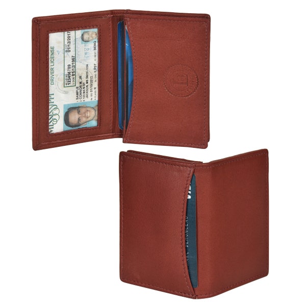 Minimalist Leather Card Case with Expandable Pocket- Compact and Slim Wallet - Handmade New