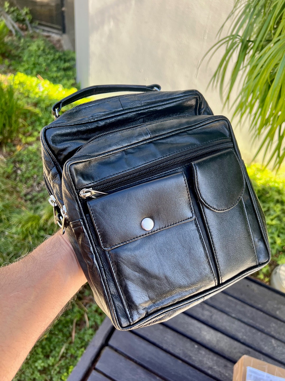 Men's Organizer Crossbody Bag Small Briefcase With Handle and