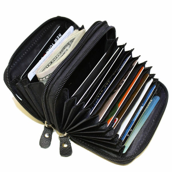 RFID Genuine Leather Credit card holder Accordion Wallet - All in 1 Wallet - Outside ID window