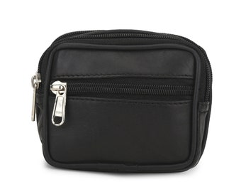 Leather Belt Pouch with 3 Zipper pockets and a belt loop - Genuine Leather - Stylish and Durable