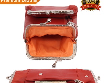 Genuine Leather Double Snap Cigarette Case with Lighter Pouch, Clutch Closure, Zippered Pocket