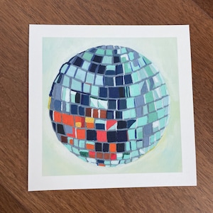 Retro Disco Ball Art Print: 70s Chic Home Decor (6x6 Print)