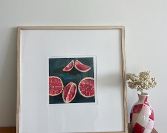 Stampa artistica di pompelmo, decorazione da parete per cucina con agrumi, poster con illustrazione di frutta, arte moderna per sala da pranzo