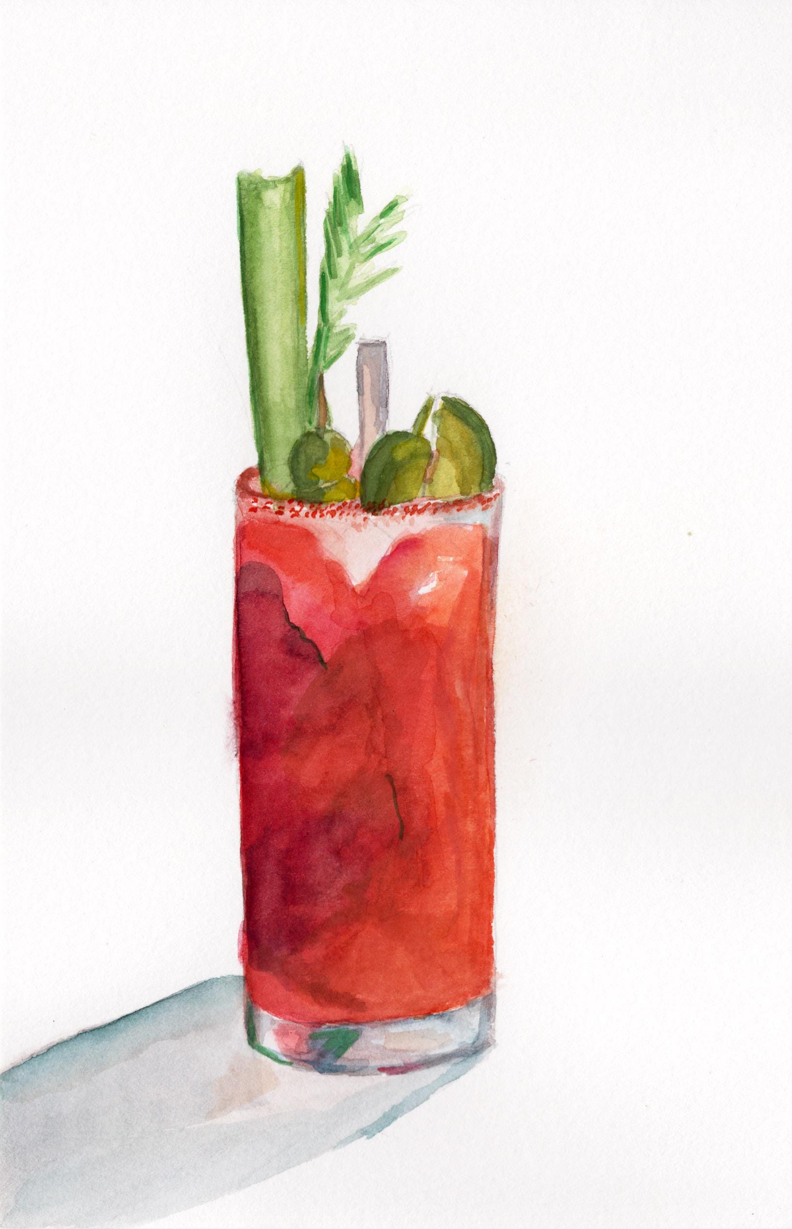 Bloody Mary Watercolor Print, Cocktail Art - Etsy
