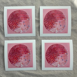 5x5 Disco Ball Art Prints - Retro Mirrorball Decor, Fun Feminine Aesthetic, 70s Groovy Poster, Trendy Home Accent, Unique Gift for Her
