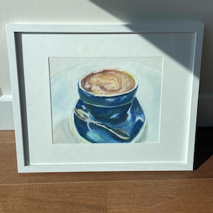 Latte Art Print: Cozy Coffee Mug Watercolor Painting