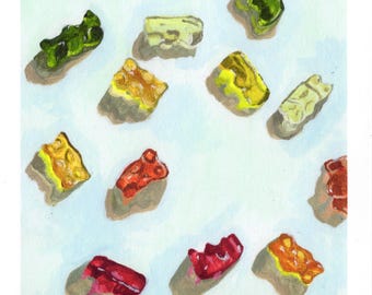Gummy Bear Art Print, Candy Painting