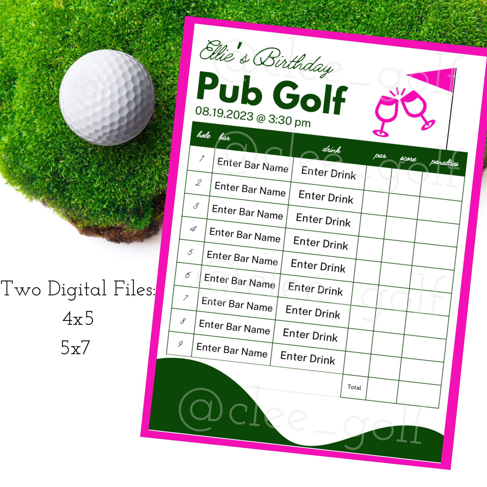 Sticker Scorecards Birthday Pub Golf Scorecard Template, Editable Party Activity (digital ...
