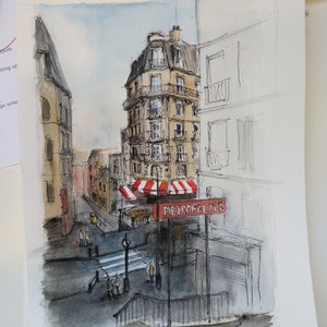 Custom 'pen & colour' sketch style painting