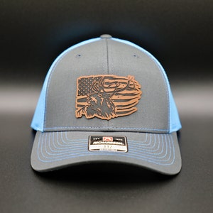 Custom Leather Patch Hat | Leatherette | Trucker Style | Snap Back