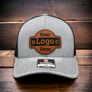 Custom Trucker Leather Patch Hat | Genuine Leather or Leatherette | Leather Patch Cap | Personalized Logo Snapback Hat