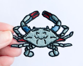 Blue Crab Patch  Iron On Patch Embroidered Patch Hat Patch Clothing Patch Beach Patch Nature Patch Surf Patch Wave Sea Nautical Patch Marine