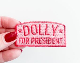 Dolly for President Pink Dolly Patch Cowgirl Boot Iron-On Patch Nashville Country Charm Embroidered Patch Trucker Hat, Clothing Bachelorette