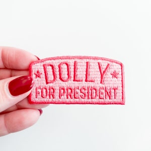 Dolly for President Pink Dolly Patch Cowgirl Boot Iron-On Patch Nashville Country Charm Embroidered Patch Trucker Hat, Clothing Bachelorette