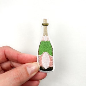 Champagne Bottle Iron-On Patch Perfect for Jackets, Bags, Bar Lovers, Bar Hoppers, Summer,Bachelorette Party, Happy Hour, Champagne Lover
