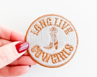 Long Live Cowgirls Iron-On Patch Western Nashville Country Music Charm Embroidered Patch for Hat, Clothing or Bag, Bachelorette Party Outlaw