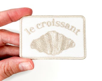 Le Croissant Embroidered Iron-On Patch – Brown – French Bakery, Pastry Lover, Foodie, Cute Aesthetic, Café Vibes, Parisian, Breakfast, Gift