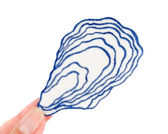 Parche de ostras / Parche bordado costero para planchar / Parche náutico / Parche de mariscos de playa / Parche para amantes del océano / Parche de mariscos
