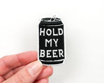 Hold My Beer Patch Embroidered Iron-On Patch for Clothing, Hats and Bags | Southern Outlaw Country Charm, Cowboy Patch for Trucker Hat