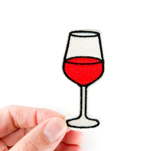 Wine Glass Embroidered Patch | Funny Iron On Patch for Jackets, Hats & Backpacks | Wine Lover Gift Patch for Girls Night and Collectors