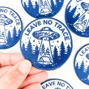 Leave No Trace UFO Patch Embroidered Camping UFO Iron-On Patch for Hat, Clothing, Backpack, Bag Patch for Outdoors, Camping Patch