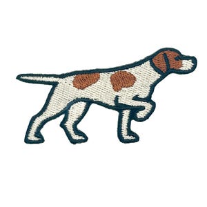 Pointer Dog Embroidered Iron-On Patch – Brown & White – Hunting Dog, Sporting Breed, Bird Dog, Outdoor, Canine, Pet Lover, Gift