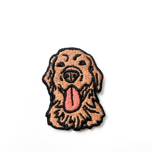 Golden Retriever Embroidered Iron On Patch | Dog Patch for Hats, Clothing & Bags | Pet Lover Patch | Golden Retriever Gift | Pet Lover Gift